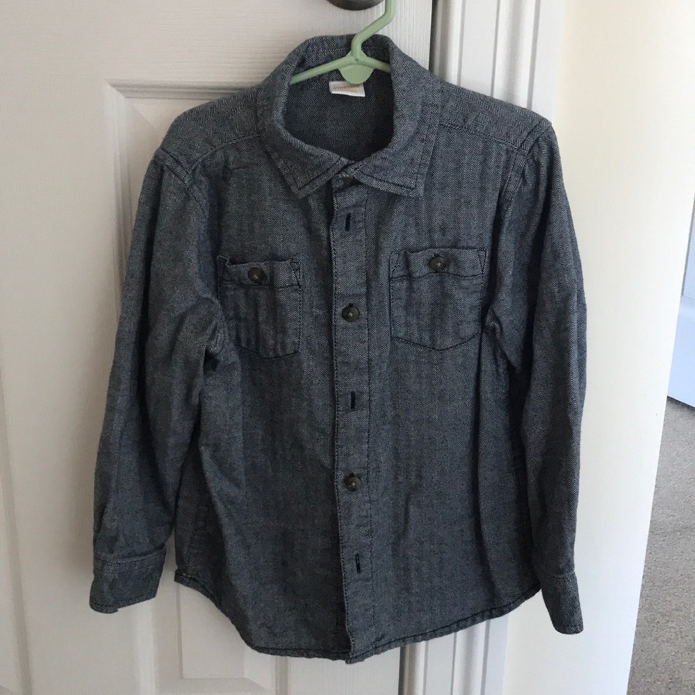 Gymboree boy herringbone navy button down shirt